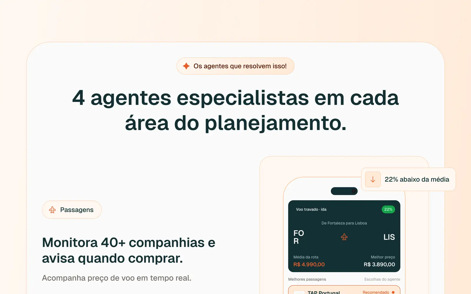 Landing: cuatro agentes, uno para cada parte de la planificación.