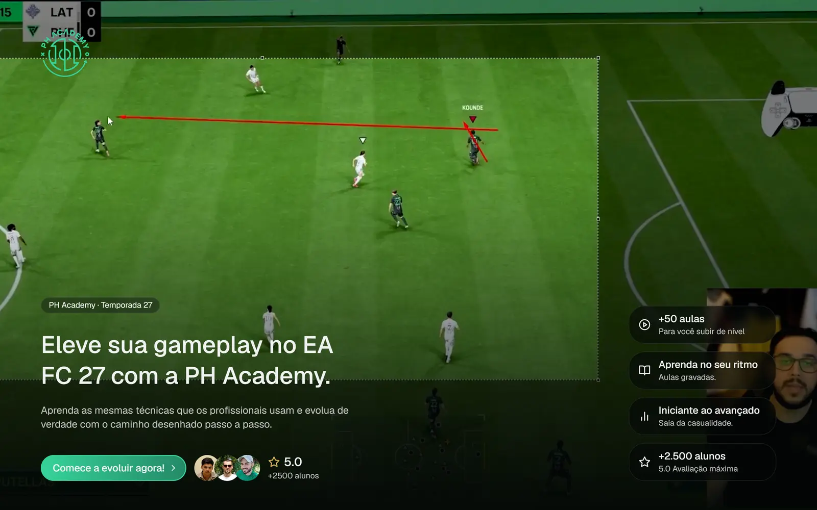 A página no ar, com o gameplay ao fundo.