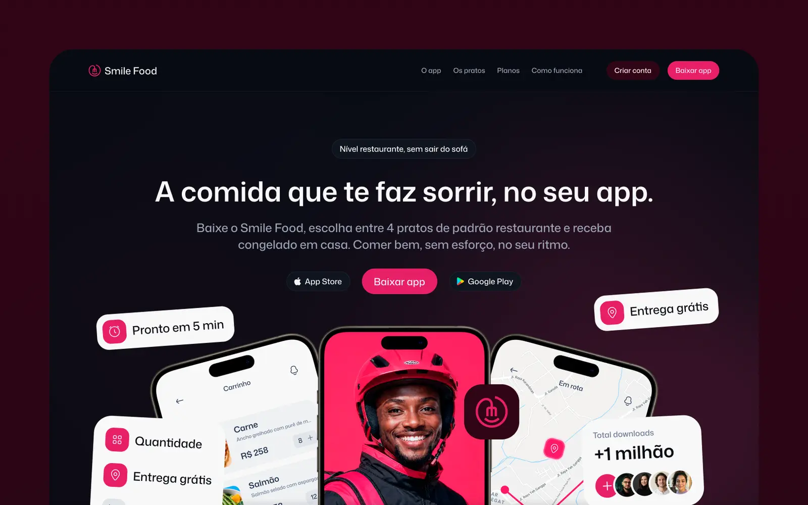 Landing page que leva para o app.