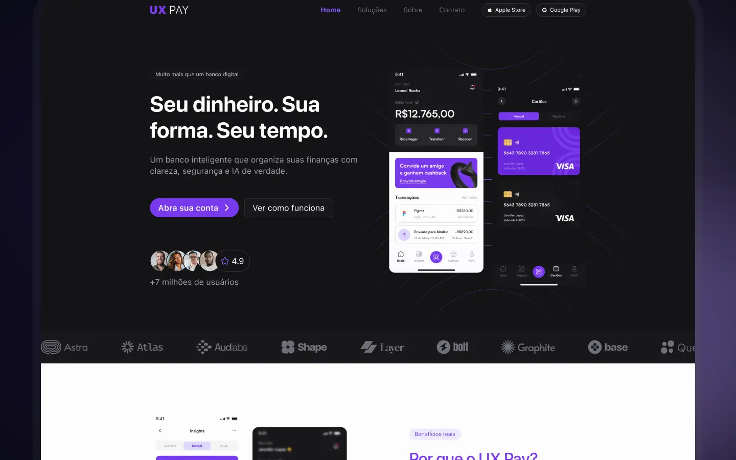 A one page em destaque.
